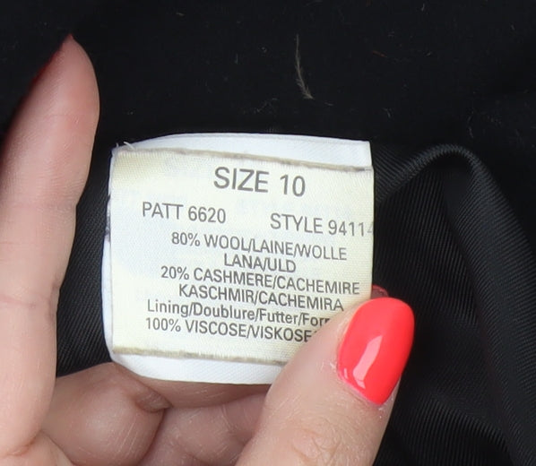 Precis Womens Black Wool Cashmere Pea Coat Size 10