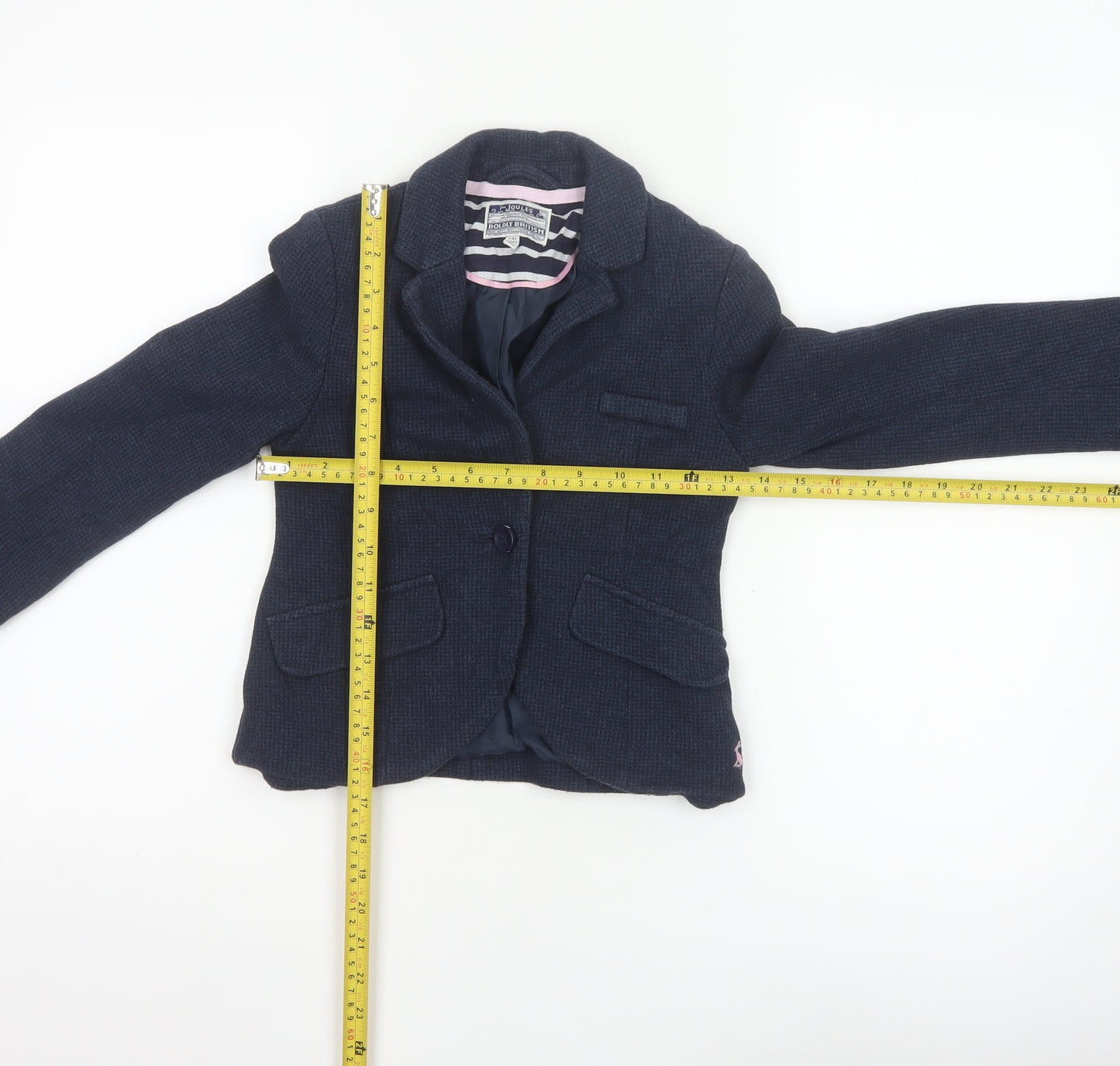 Joules Girls Blue Cotton Blazer Jacket 7-8 Years Classic Lined Style