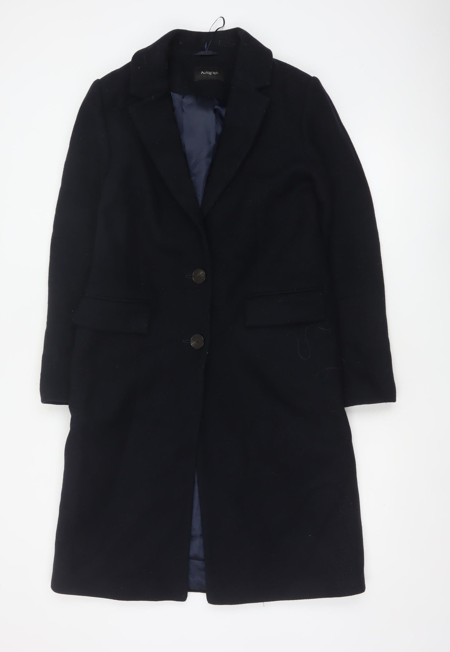Marks and Spencer Women’s Black Wool Cashmere Long Overcoat Size 8