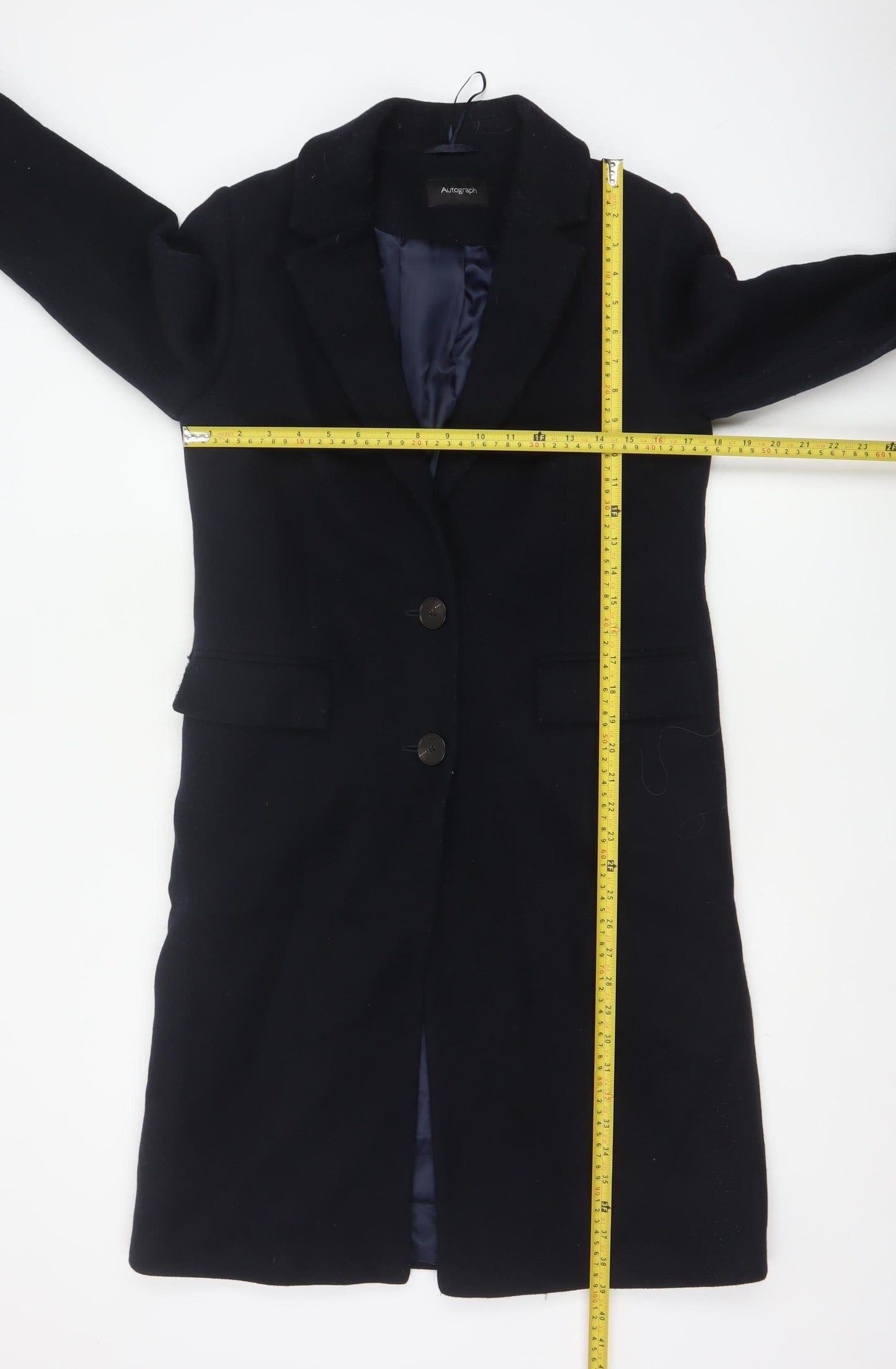 Marks and Spencer Women’s Black Wool Cashmere Long Overcoat Size 8