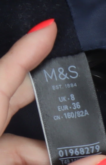 Marks and Spencer Women’s Black Wool Cashmere Long Overcoat Size 8