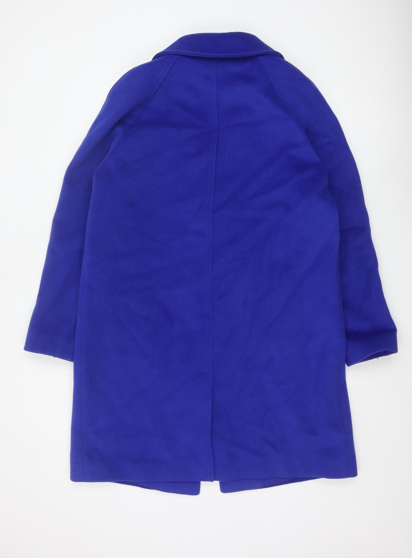 Marks and Spencer Women Blue Size 14 Overcoat Mid-Length Wool Blend Classic Style
