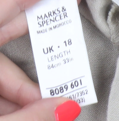 Marks and Spencer Women Beige Linen Blend Wrap Midi Skirt Size 18