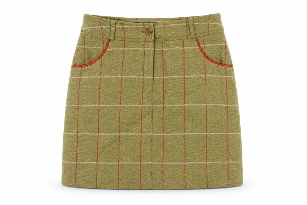 Alan Paine Women's Beige Wool Mini Skirt Size 10 Checked Country Style
