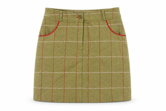 Alan Paine Women's Beige Wool Mini Skirt Size 10 Checked Country Style