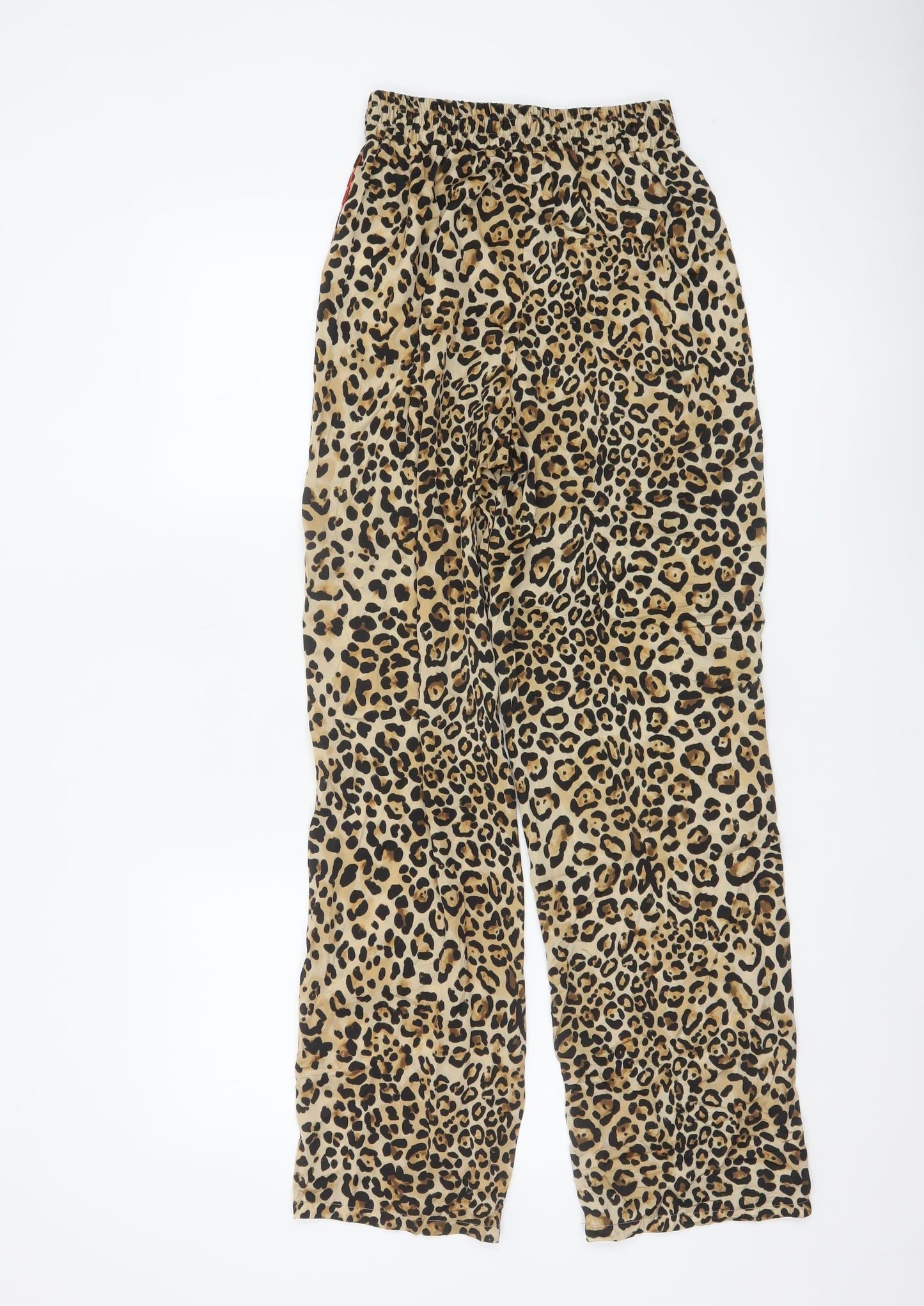 Topshop Women Leopard Print Beige Trousers Size 8 Polyester Jogger Pants