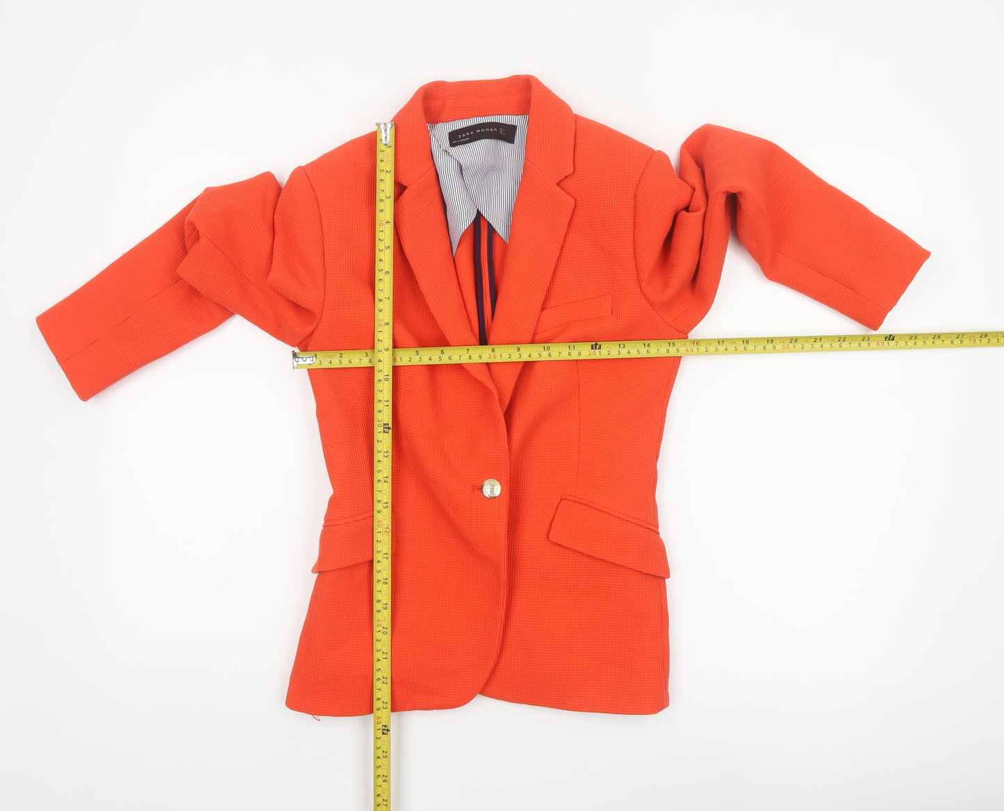Zara Woman Orange Blazer Women's Regular Fit Single-Breasted Jacket M