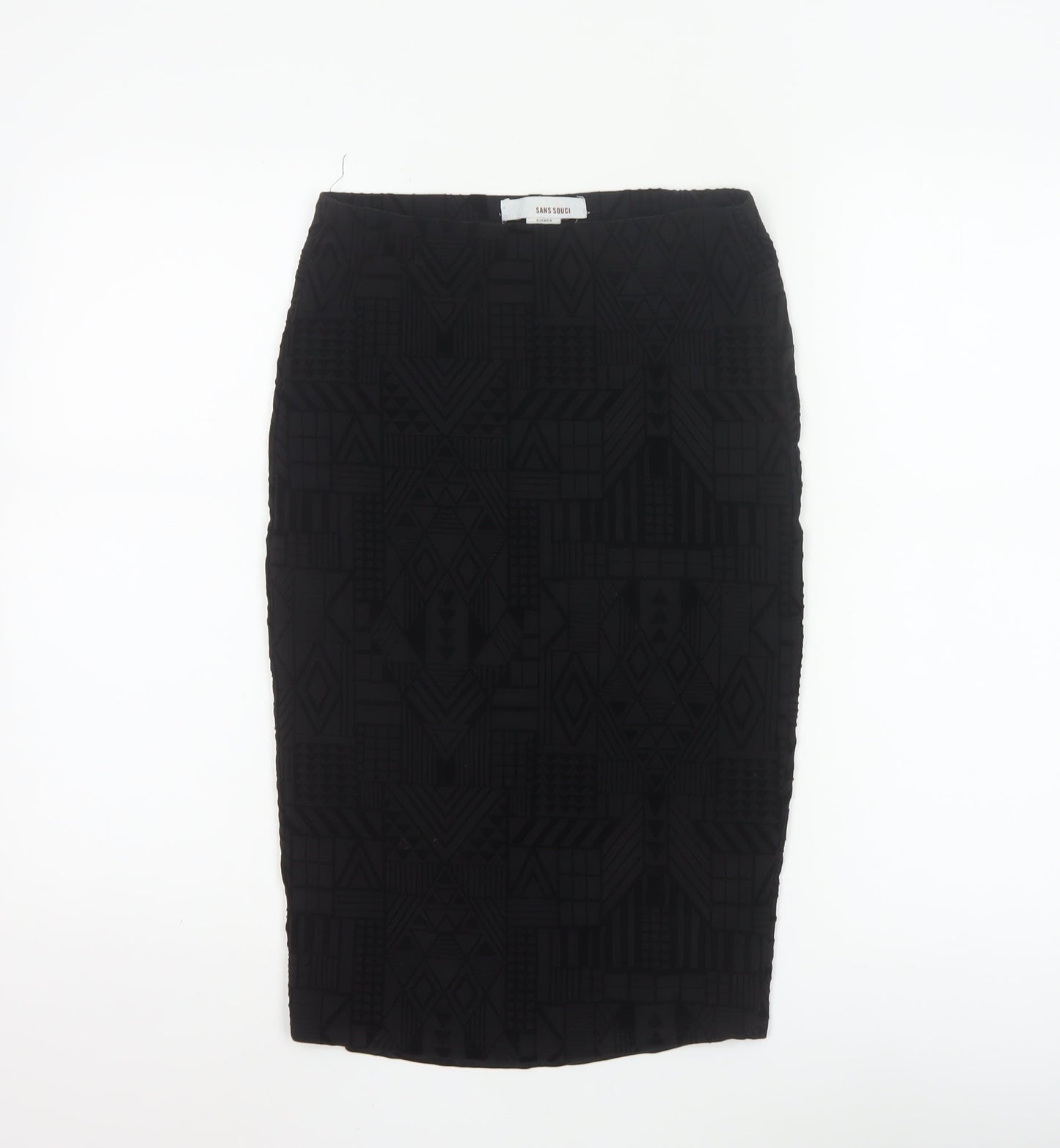 Sans Souci Women's Black Geometric Pencil Skirt Size S