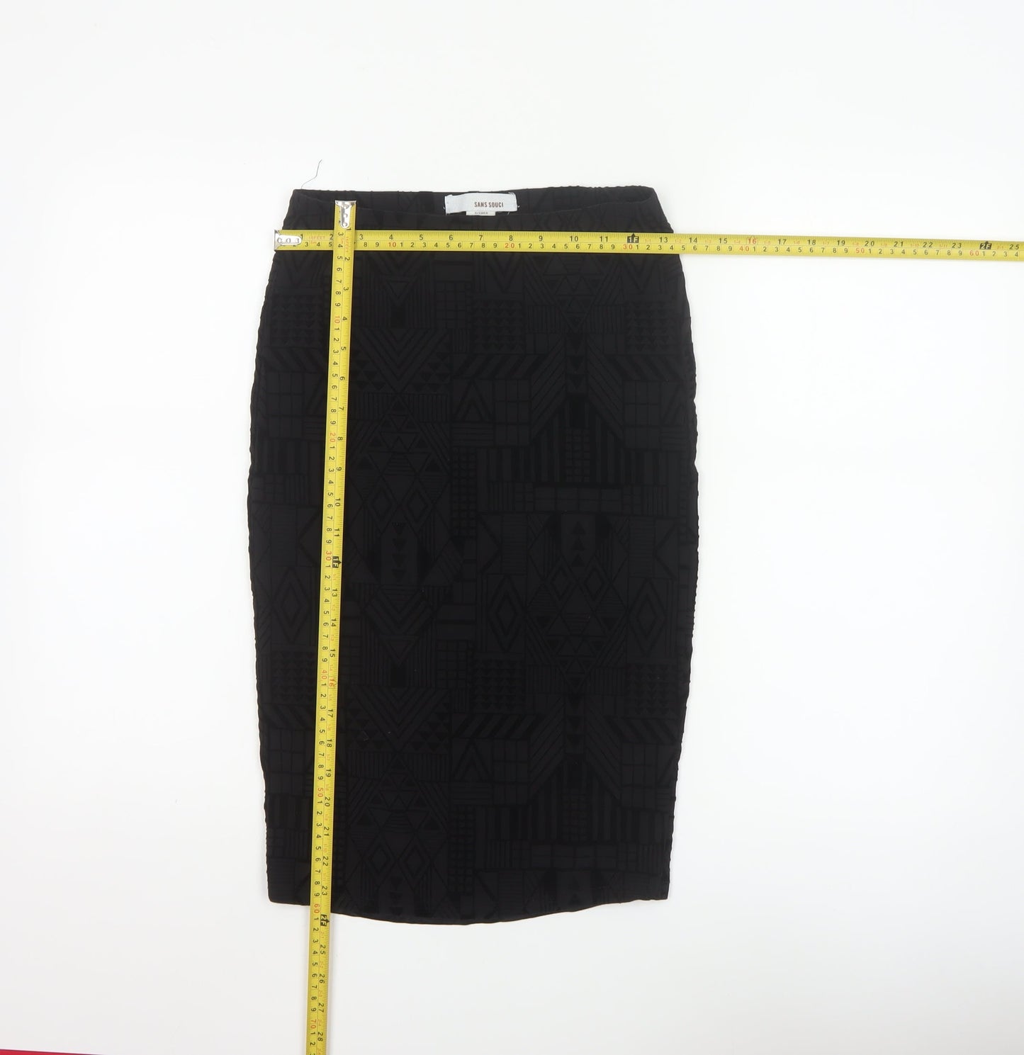 Sans Souci Women's Black Geometric Pencil Skirt Size S