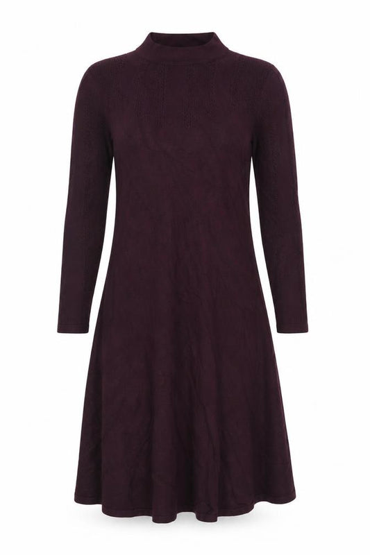 Miss Selfridge Women’s Purple Knit Fit & Flare Long Sleeve Mini Dress UK 12