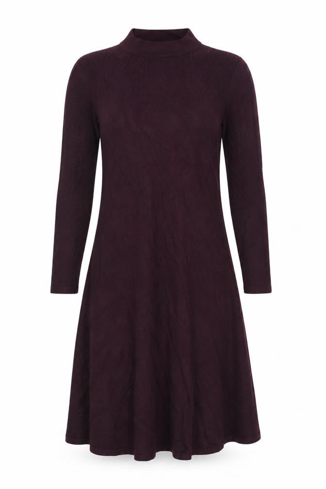 Miss Selfridge Women’s Purple Knit Fit & Flare Long Sleeve Mini Dress UK 12