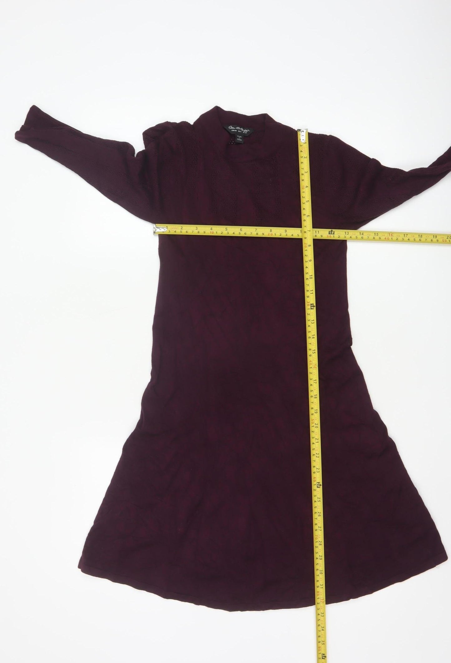 Miss Selfridge Women’s Purple Knit Fit & Flare Long Sleeve Mini Dress UK 12
