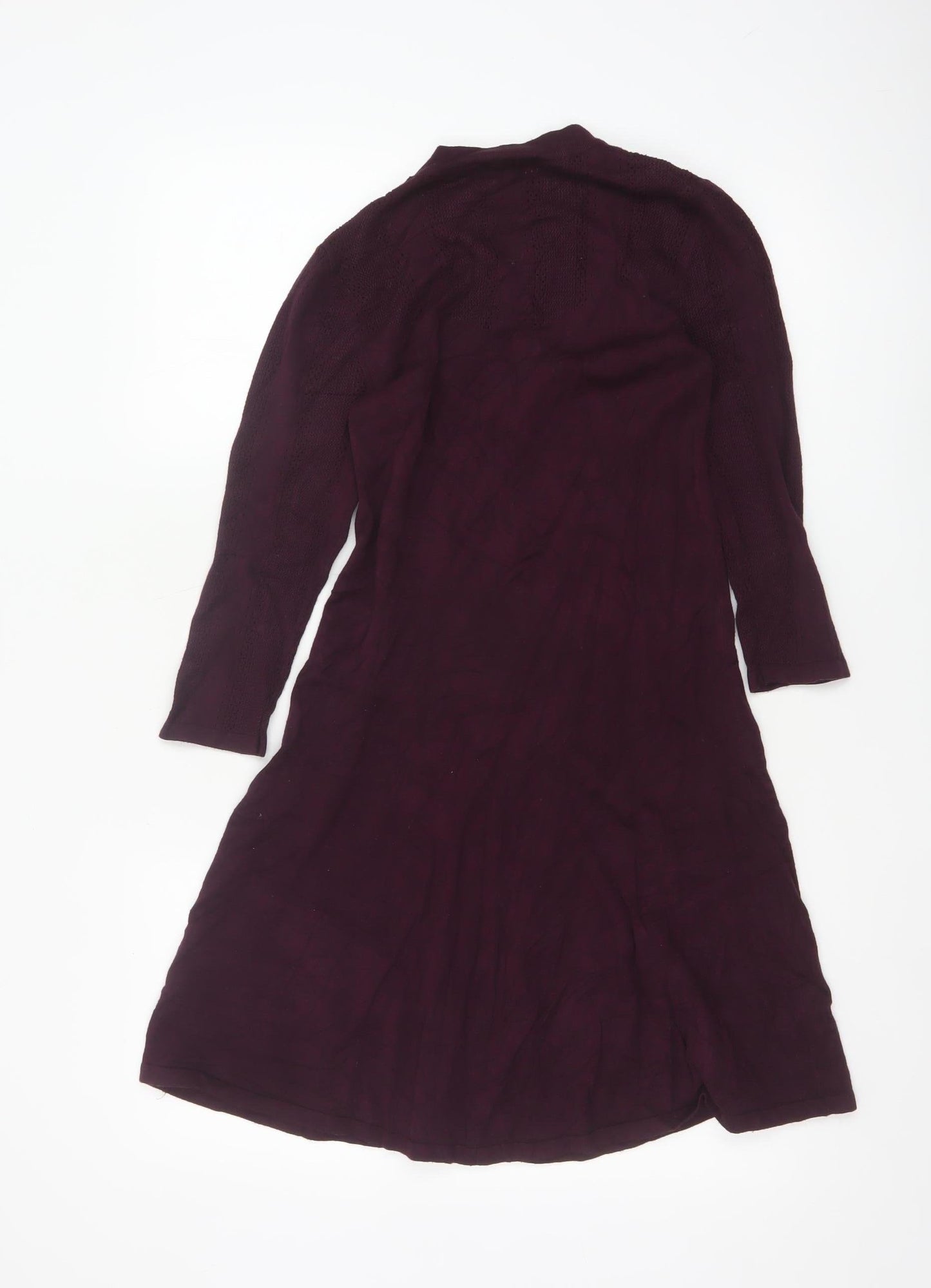Miss Selfridge Women’s Purple Knit Fit & Flare Long Sleeve Mini Dress UK 12