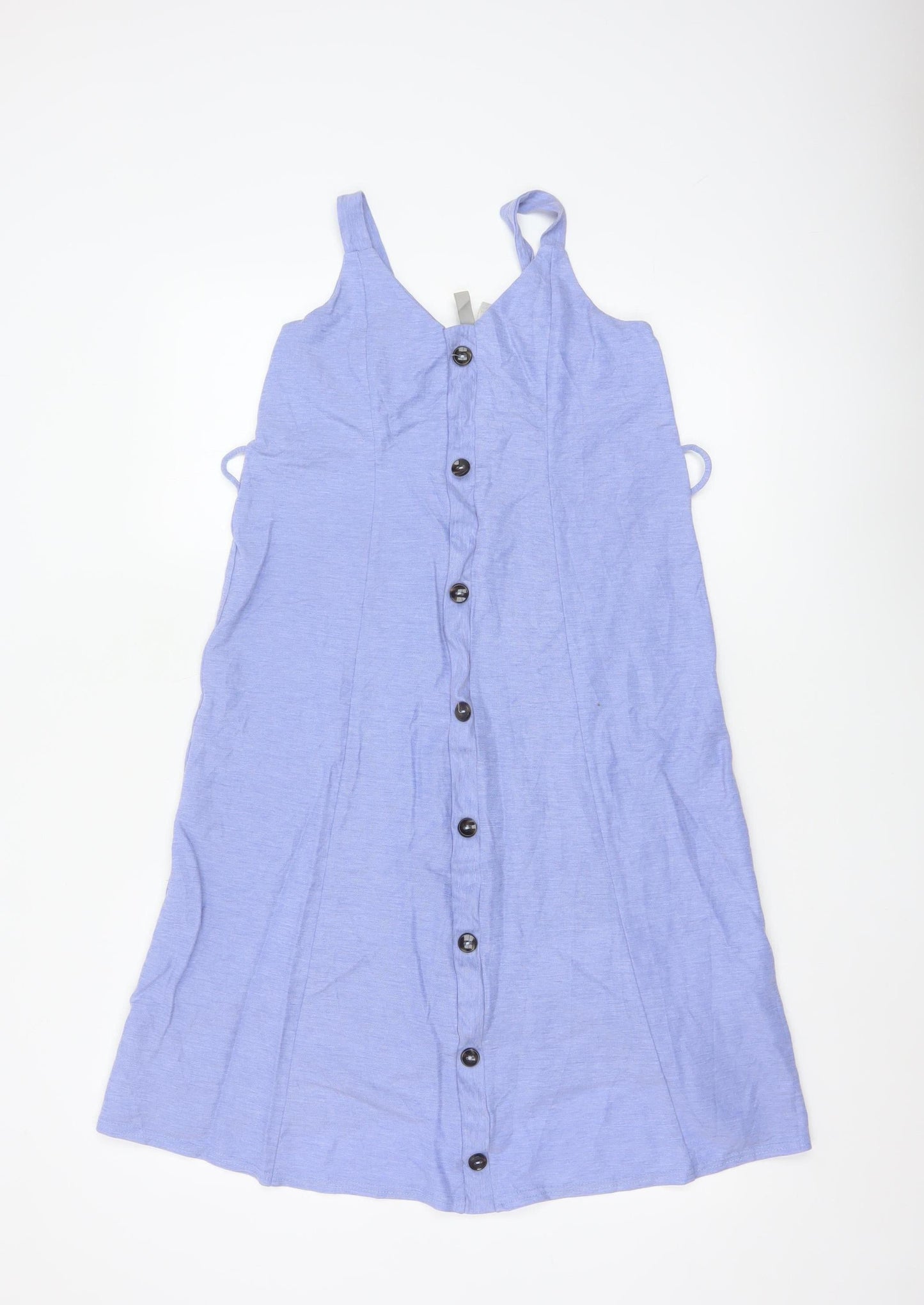 ASOS Women Blue Size 8 Sleeveless Button Slip Dress
