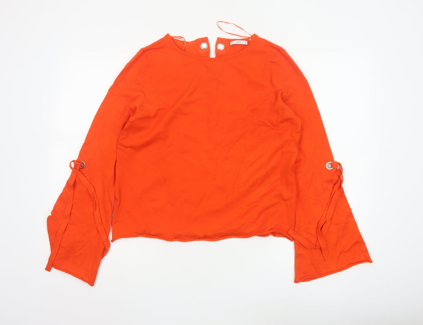 edc Women’s Orange Flared Sleeve Knit Pullover Jumper M