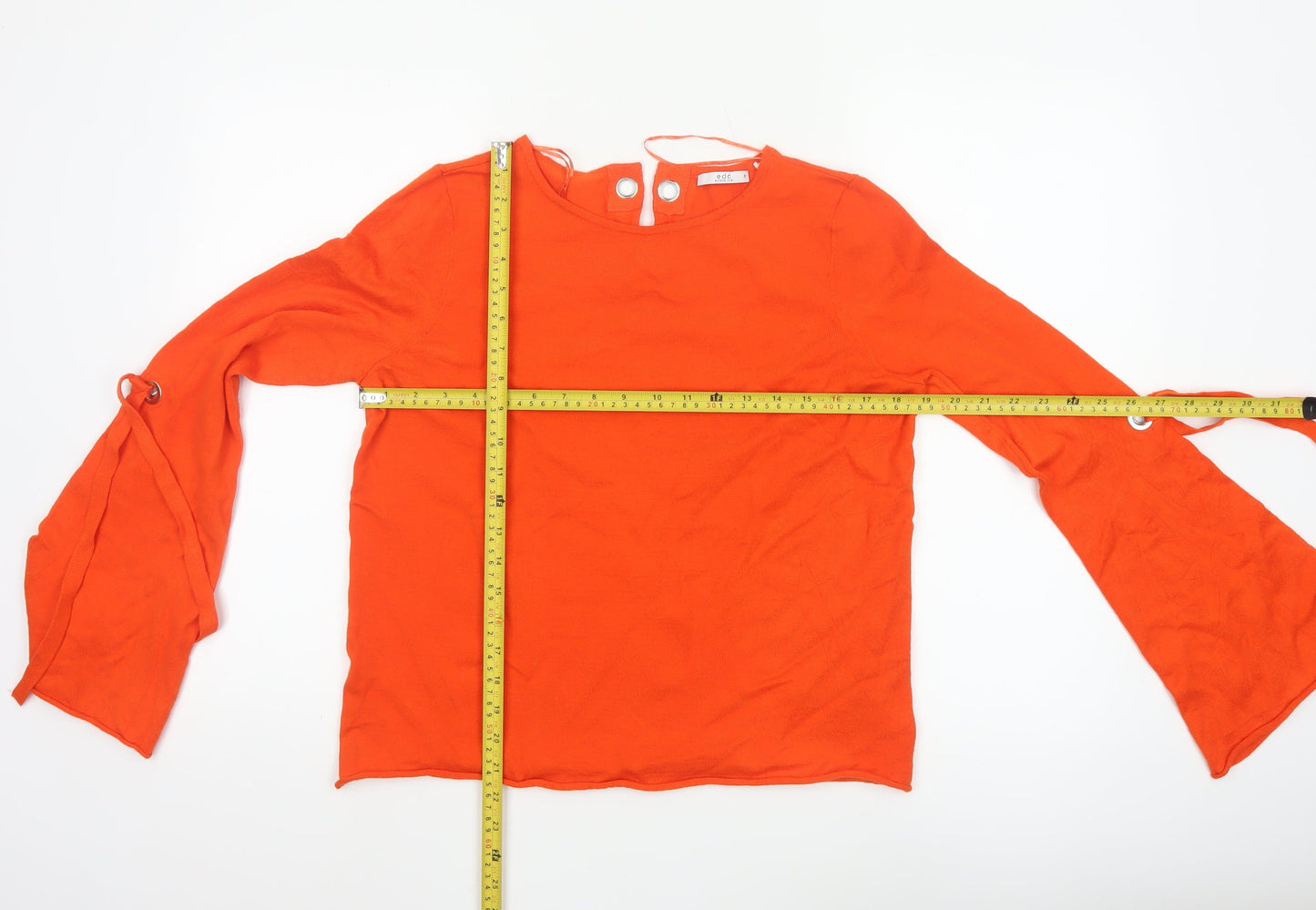 edc Women’s Orange Flared Sleeve Knit Pullover Jumper M