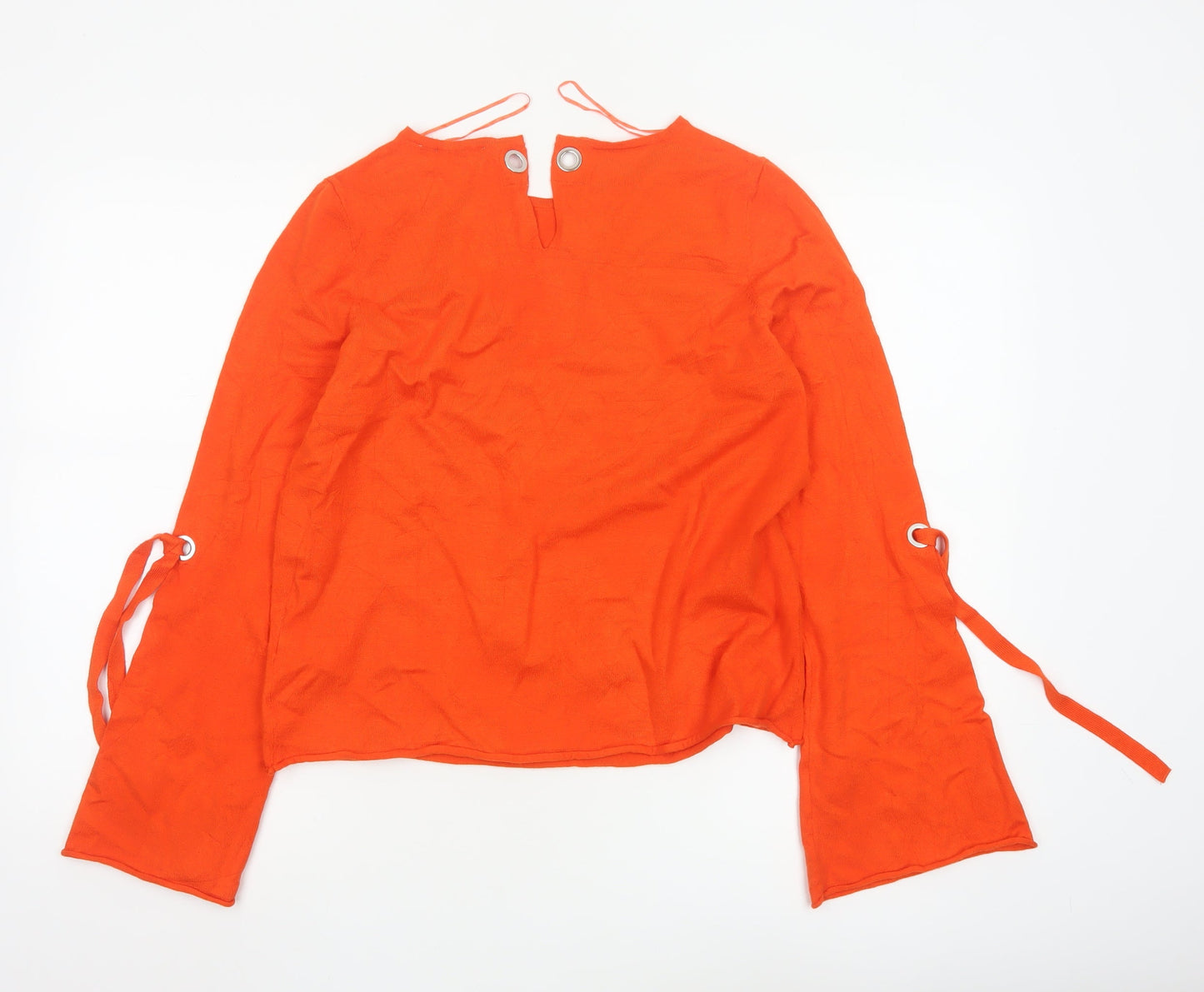 edc Women’s Orange Flared Sleeve Knit Pullover Jumper M