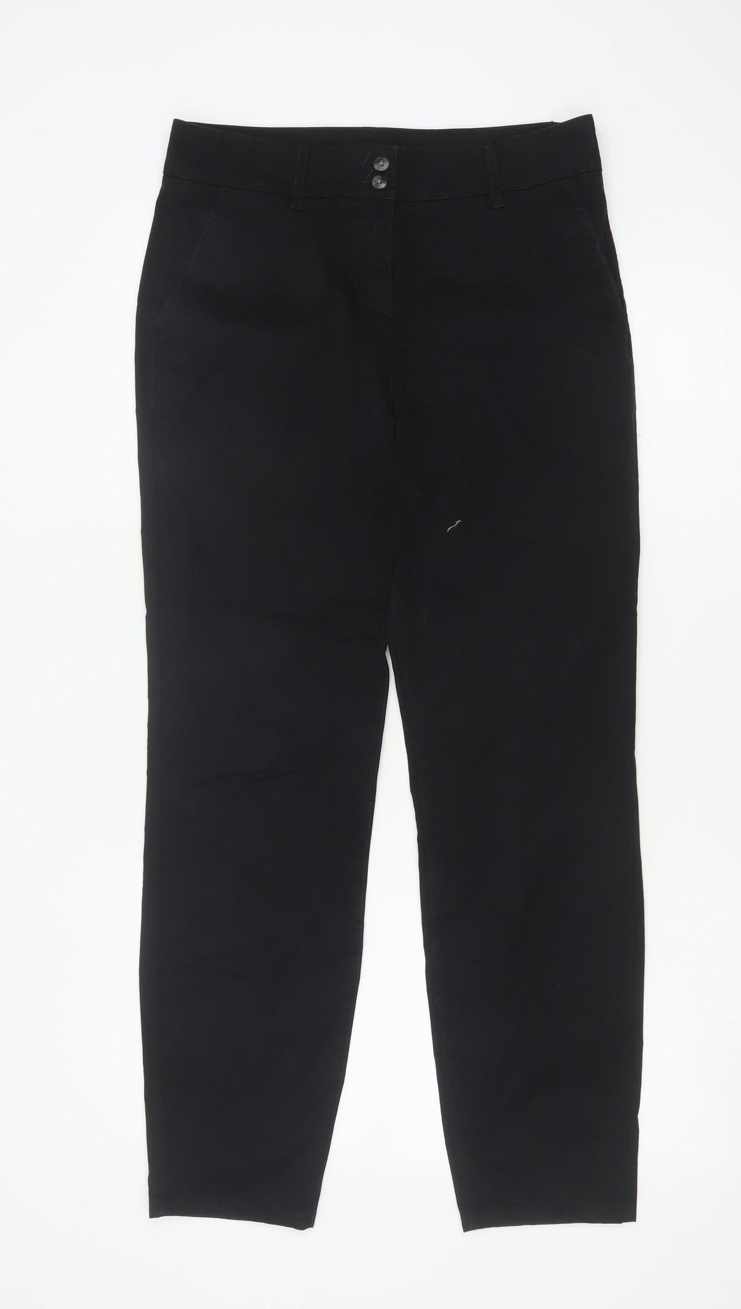 Next Women Black Cotton Stretch Chino Trousers Size 8R