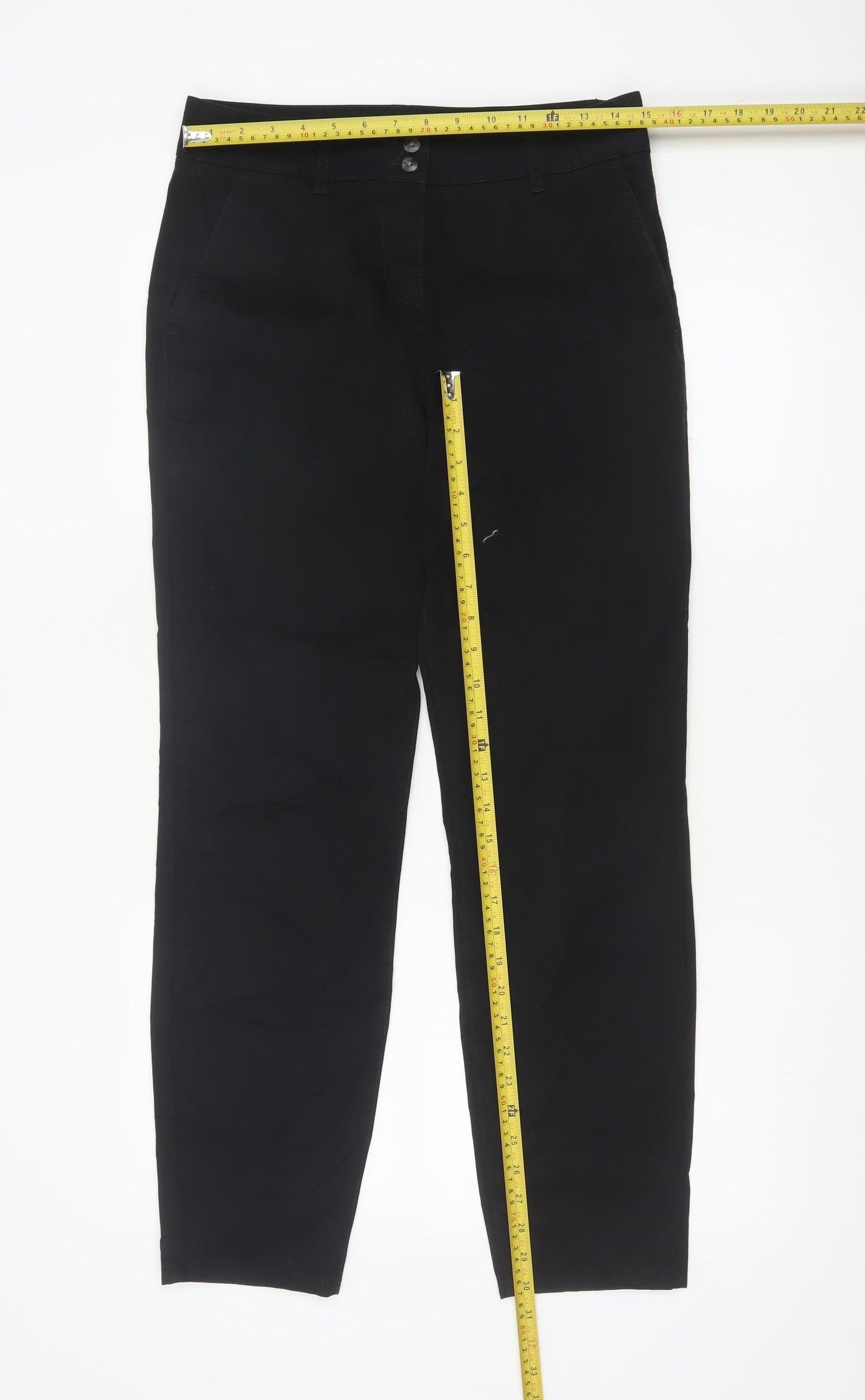 Next Women Black Cotton Stretch Chino Trousers Size 8R