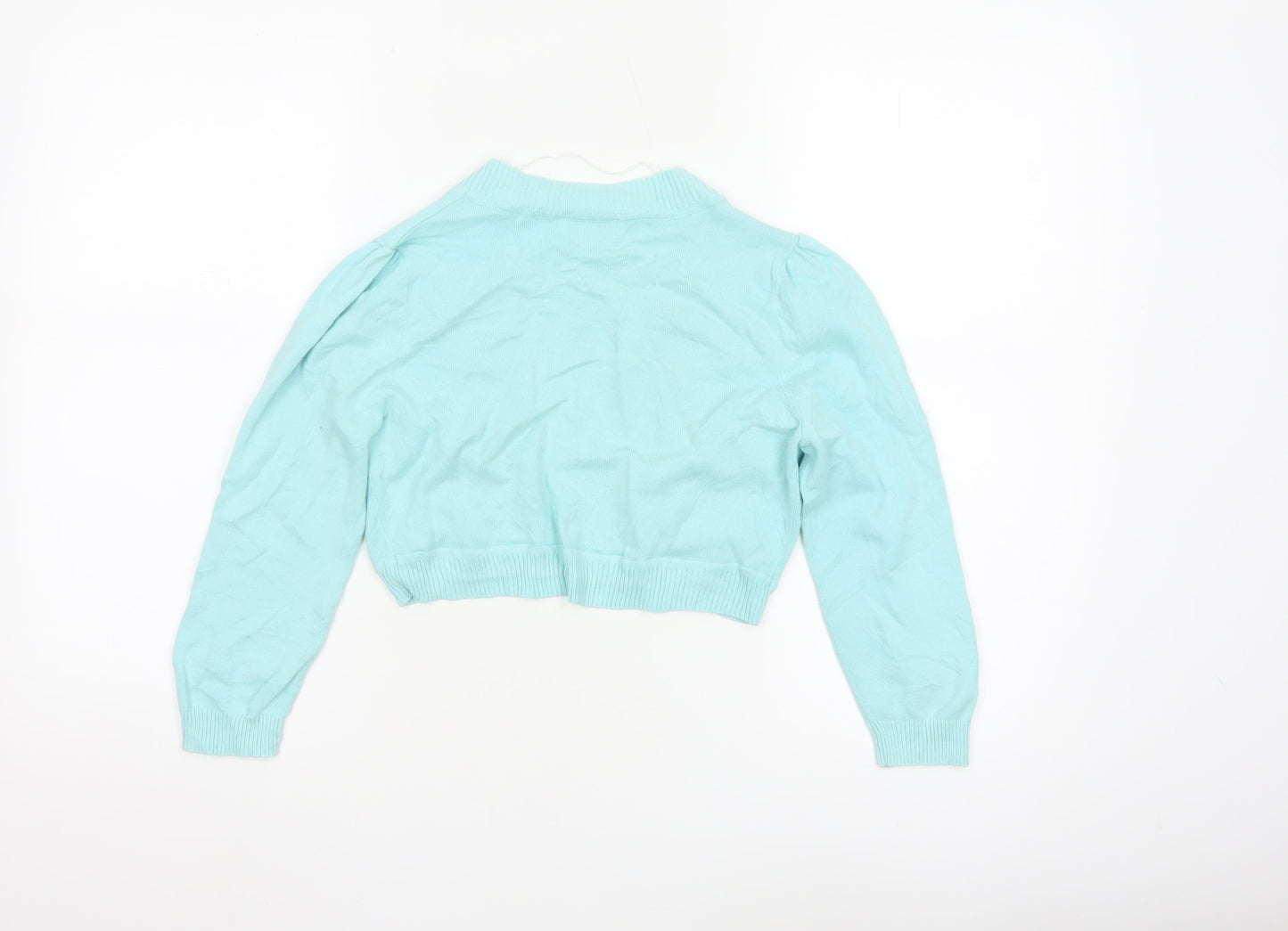 Monsoon Women Blue Small Shrug Cotton Knit Open Cardigan