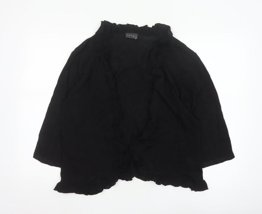 Alex & Co Women’s Black Ruffle Trim Open Cardigan Size 20