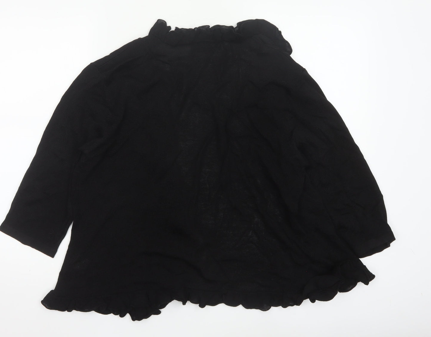 Alex & Co Women’s Black Ruffle Trim Open Cardigan Size 20