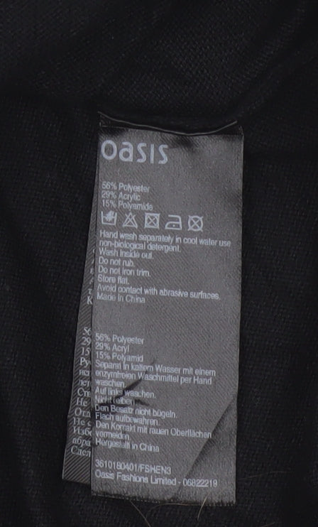 Oasis Women Black Studded Long Sleeve Crew Neck Pullover Jumper M