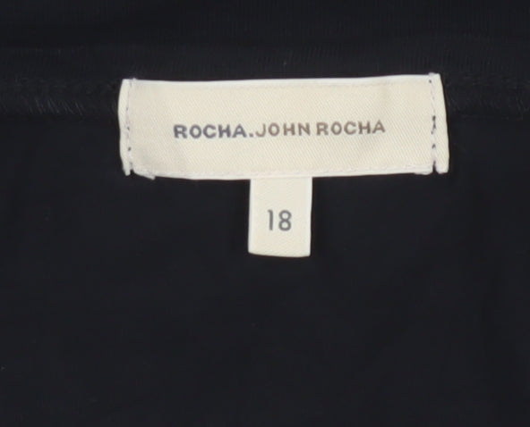 Rocha.John Rocha Women Black Beaded V-Neck Wrap Blouse Size 18