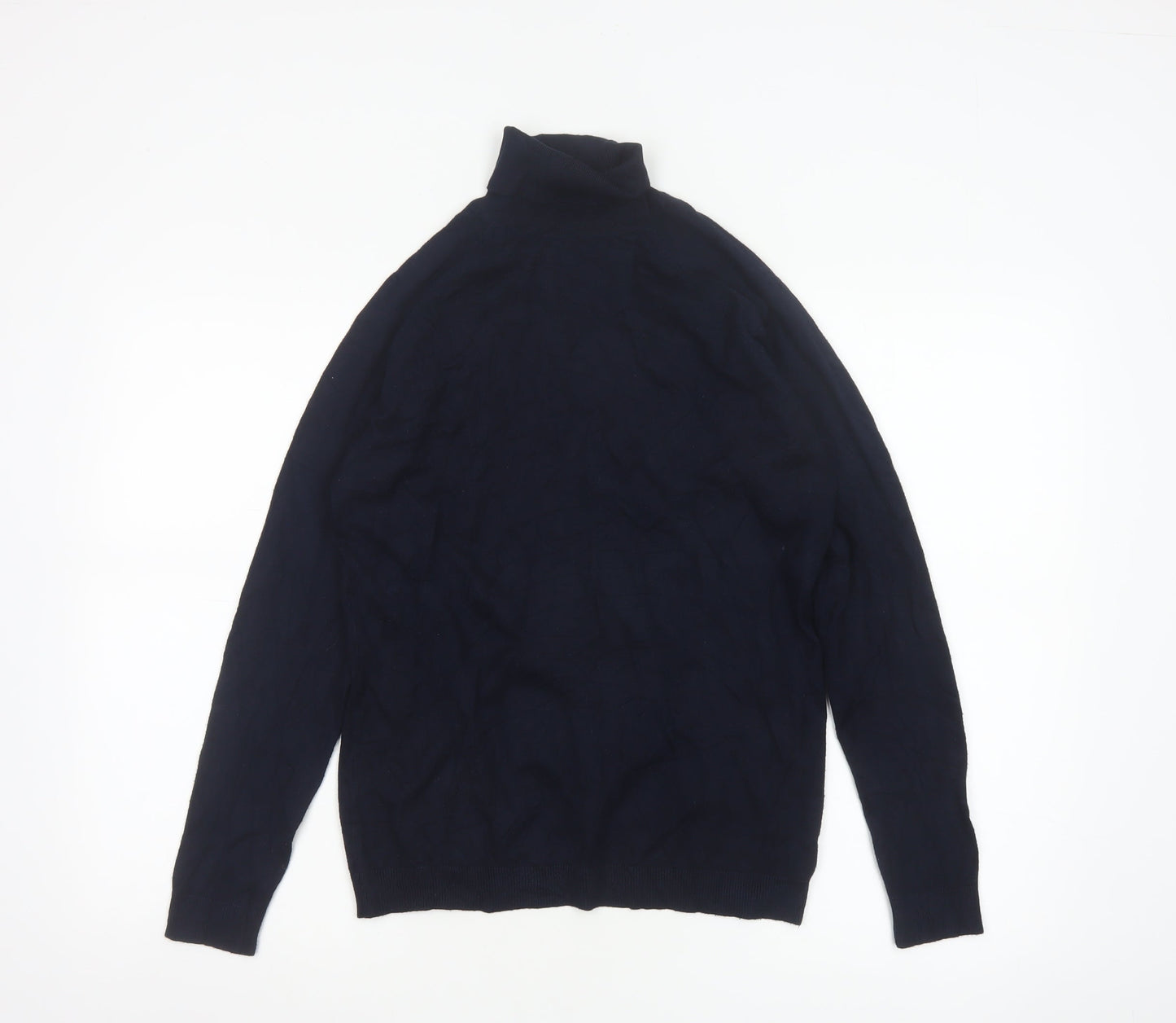 Zara Man Blue Roll Neck Knit Cotton Jumper Men's M
