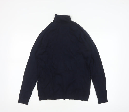 Zara Man Blue Roll Neck Knit Cotton Jumper Men's M