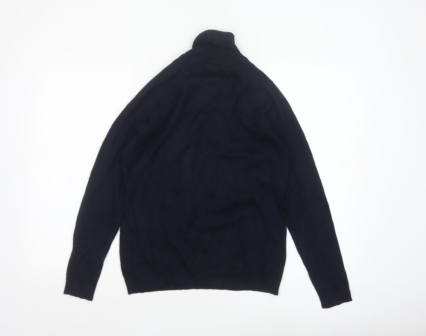 Zara Man Blue Roll Neck Knit Cotton Jumper Men's M