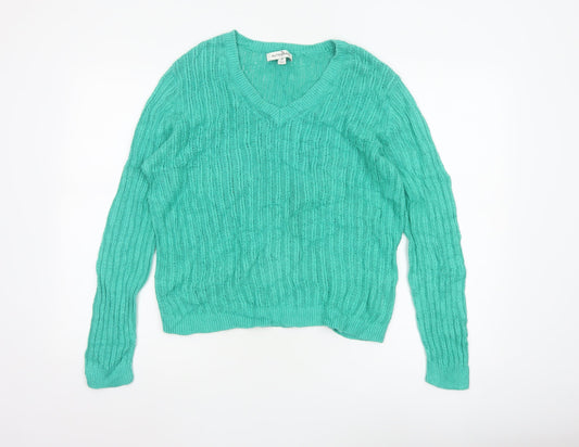 Marks and Spencer Autograph Women’s Green V-Neck Linen Jumper Size 16