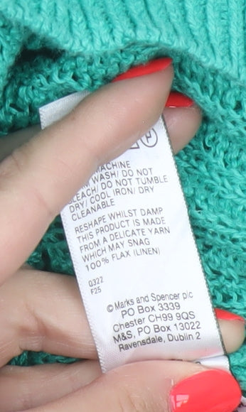 Marks and Spencer Autograph Women’s Green V-Neck Linen Jumper Size 16