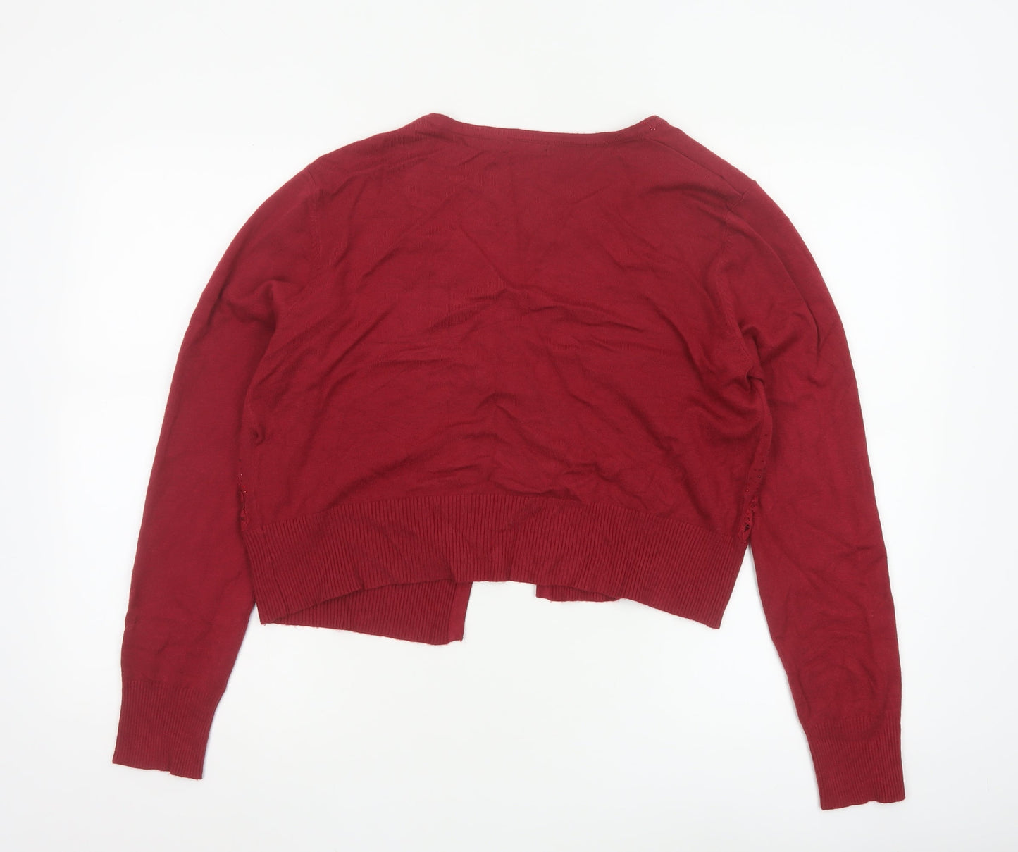 Roman Women Red Beaded Lace Cardigan Size 14