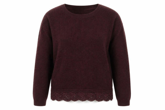 FatFace Women’s Purple Cotton Lace Hem Crew Neck Jumper Size 12