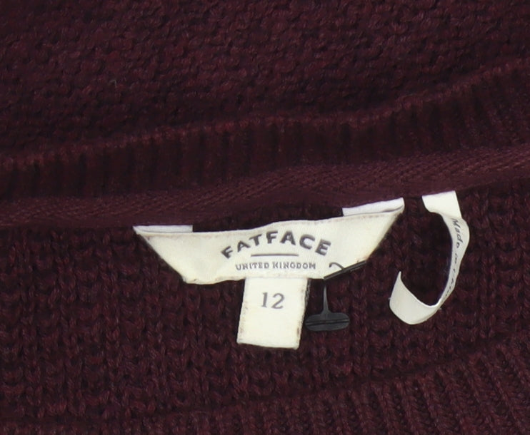 FatFace Women’s Purple Cotton Lace Hem Crew Neck Jumper Size 12