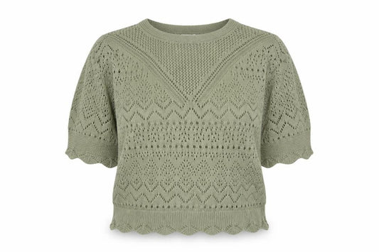 Marks & Spencer Per Una Women Green Open-Knit Cotton Jumper Size 14