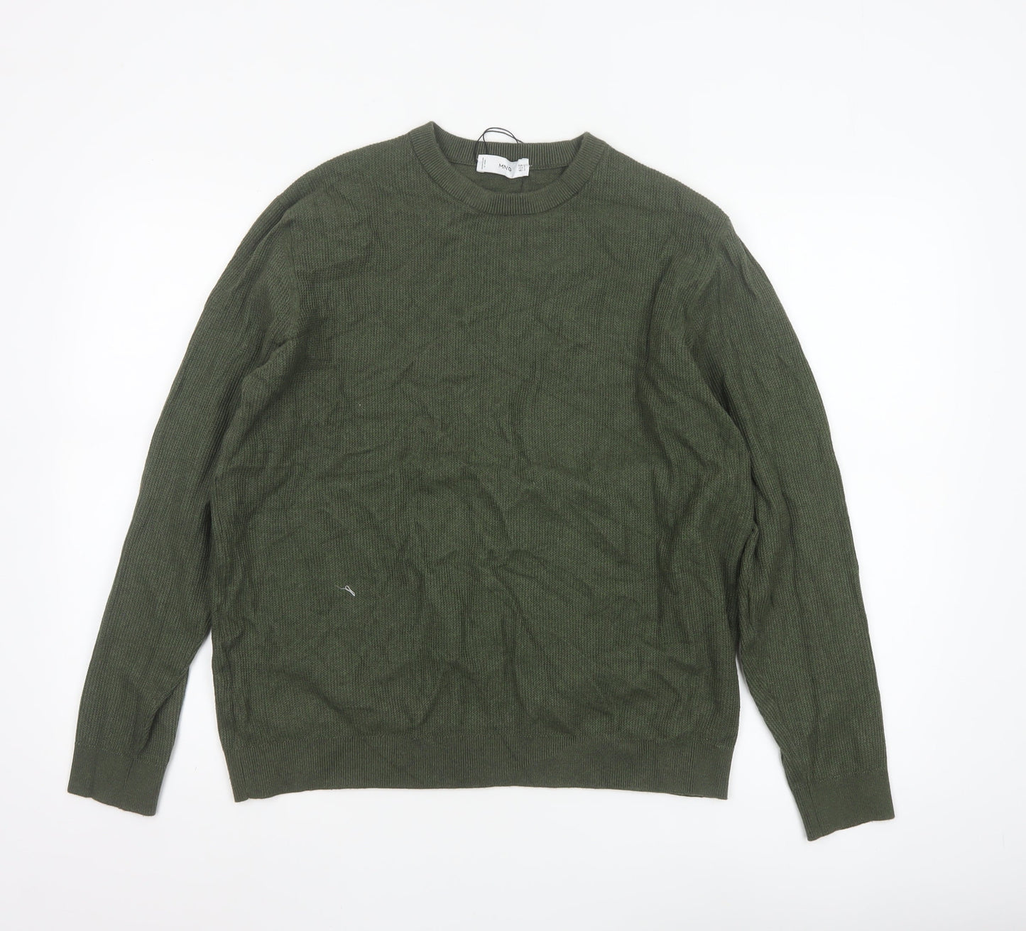 MNG Womens Green Crew Neck Knit Pullover Jumper Size 14