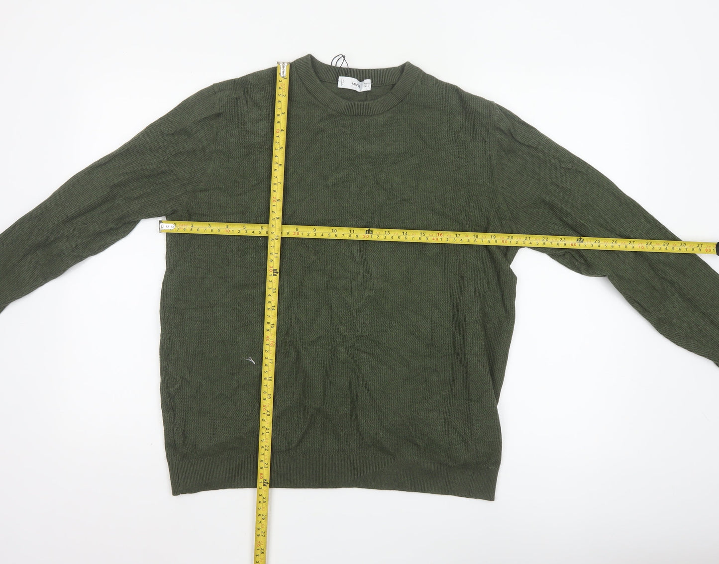 MNG Womens Green Crew Neck Knit Pullover Jumper Size 14
