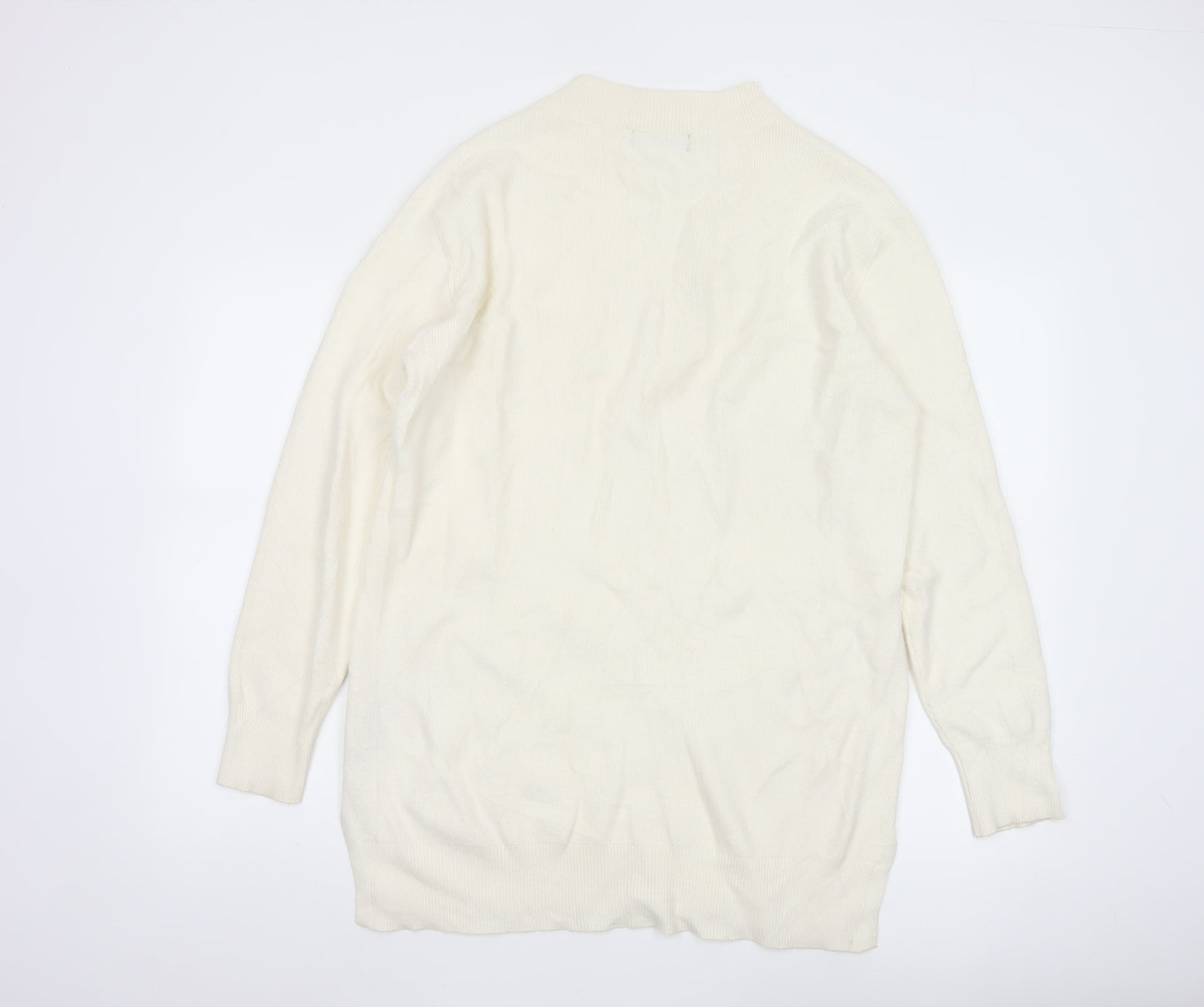 Marks and Spencer Women's Ivory V-Neck Knit Jumper Size L