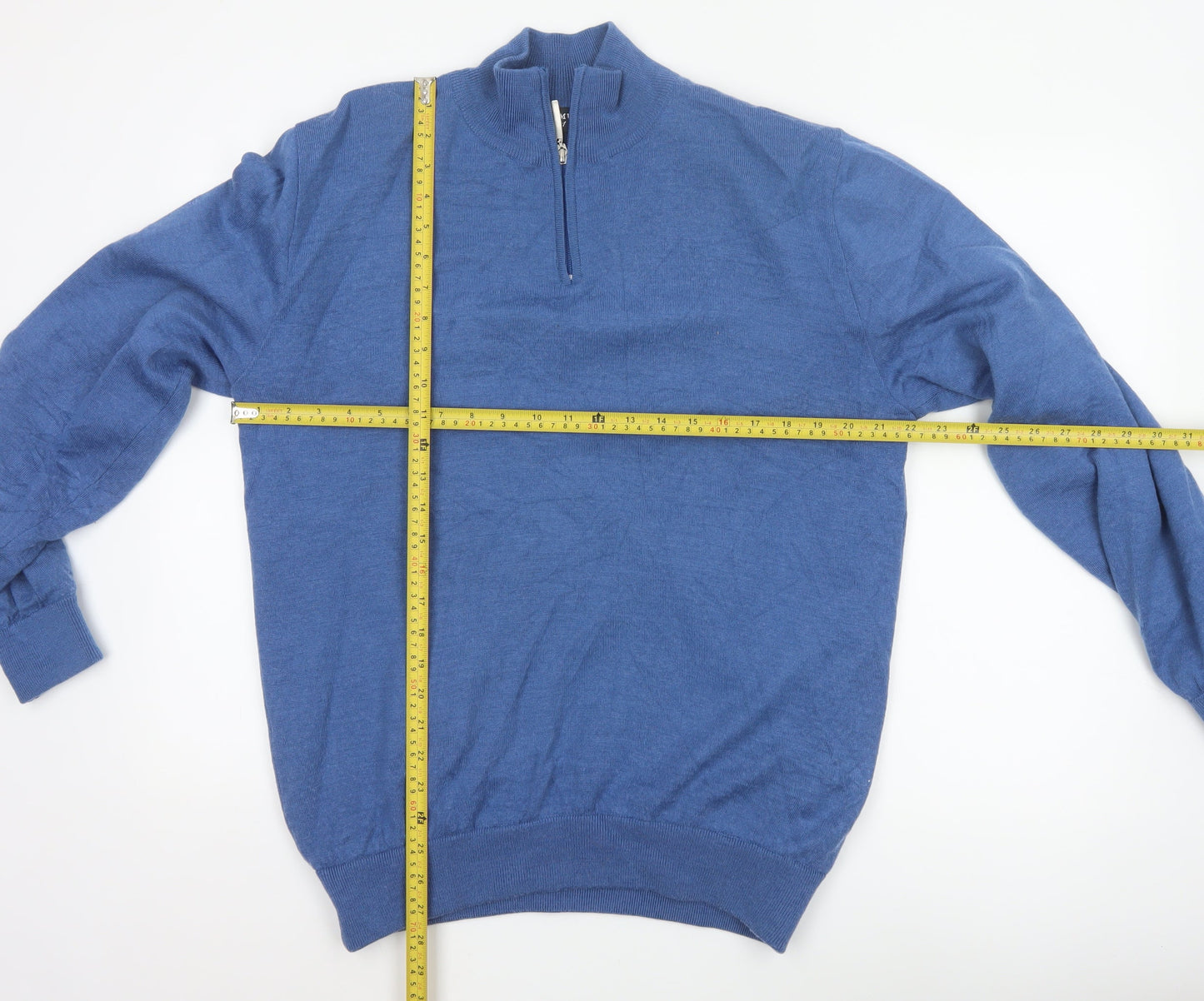 Glenmuir 1891 Men's Blue Wool Blend 1/2 Zip Jumper Size L