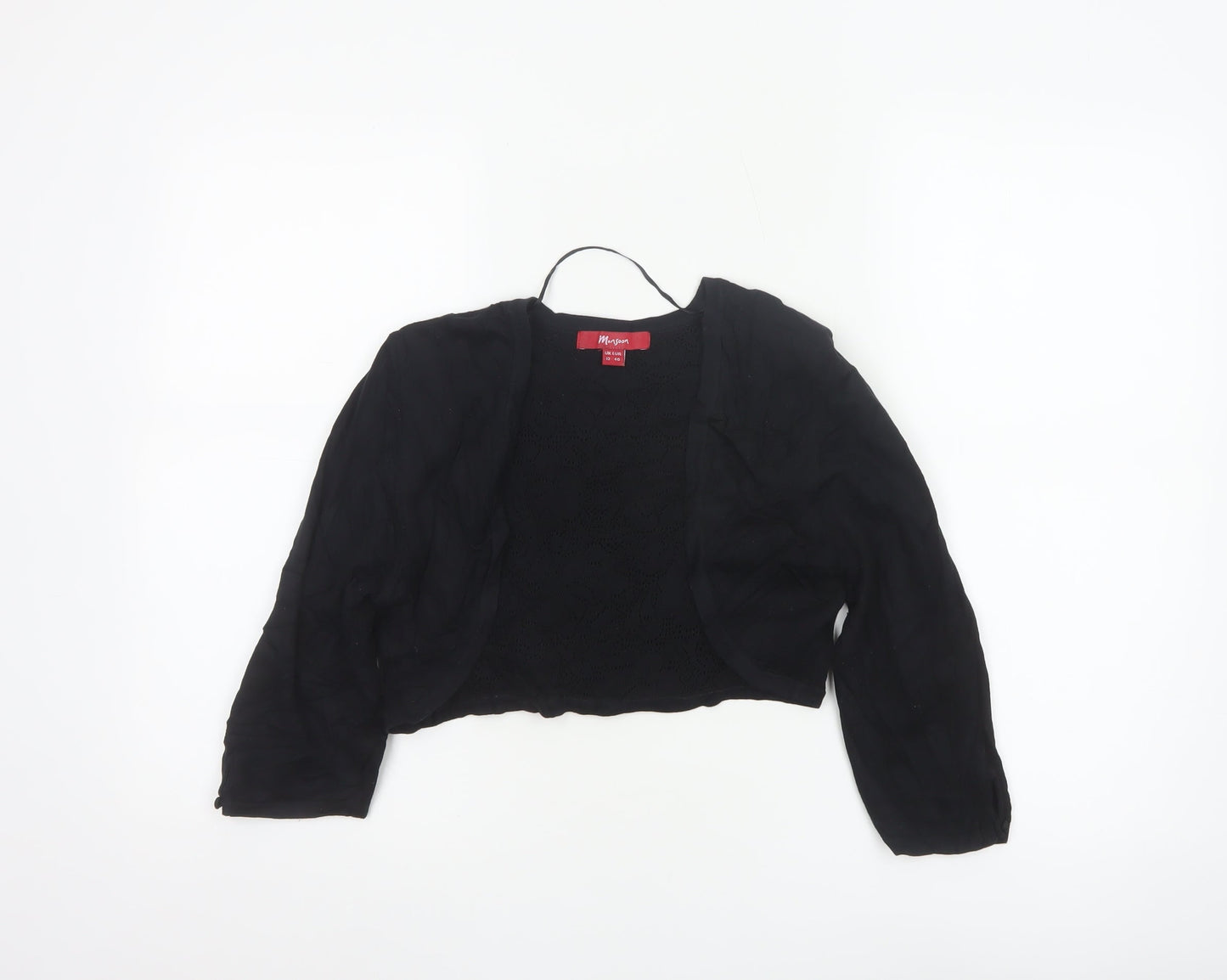 Monsoon Women's Black Shrug Cardigan Size 12 Cotton Blend