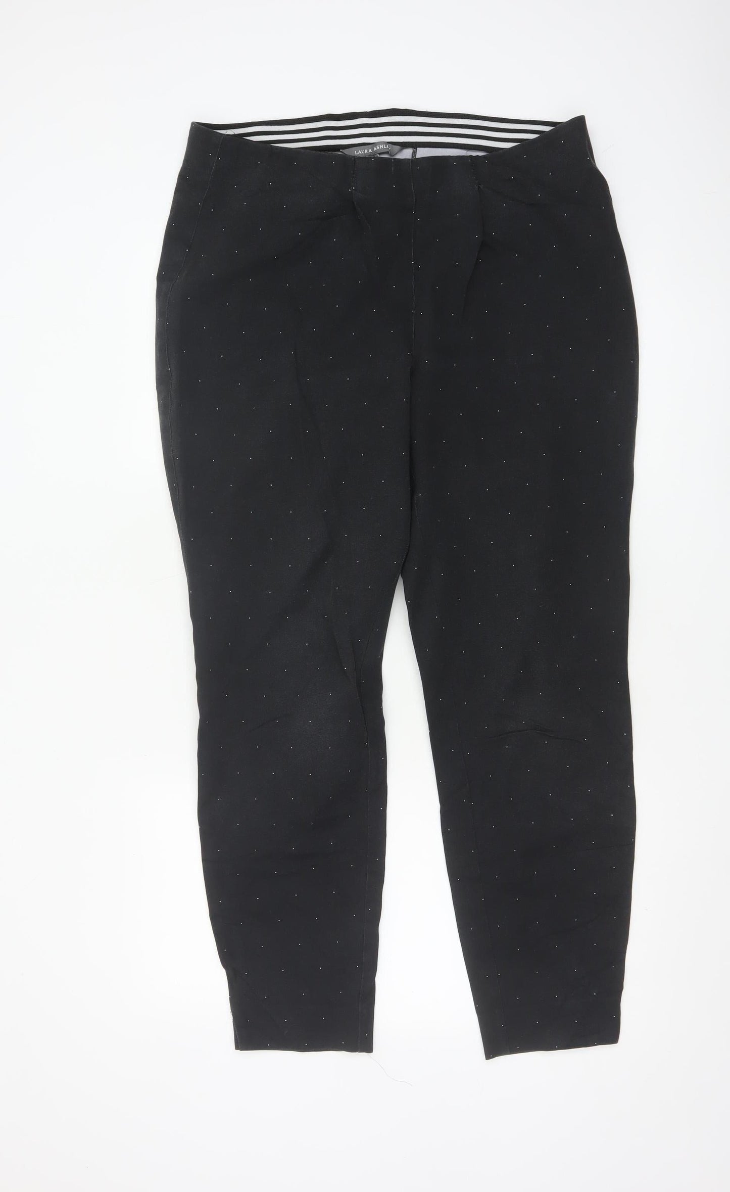 Laura Ashley Women's Black Polka Dot Tapered Stretch Trousers UK 18