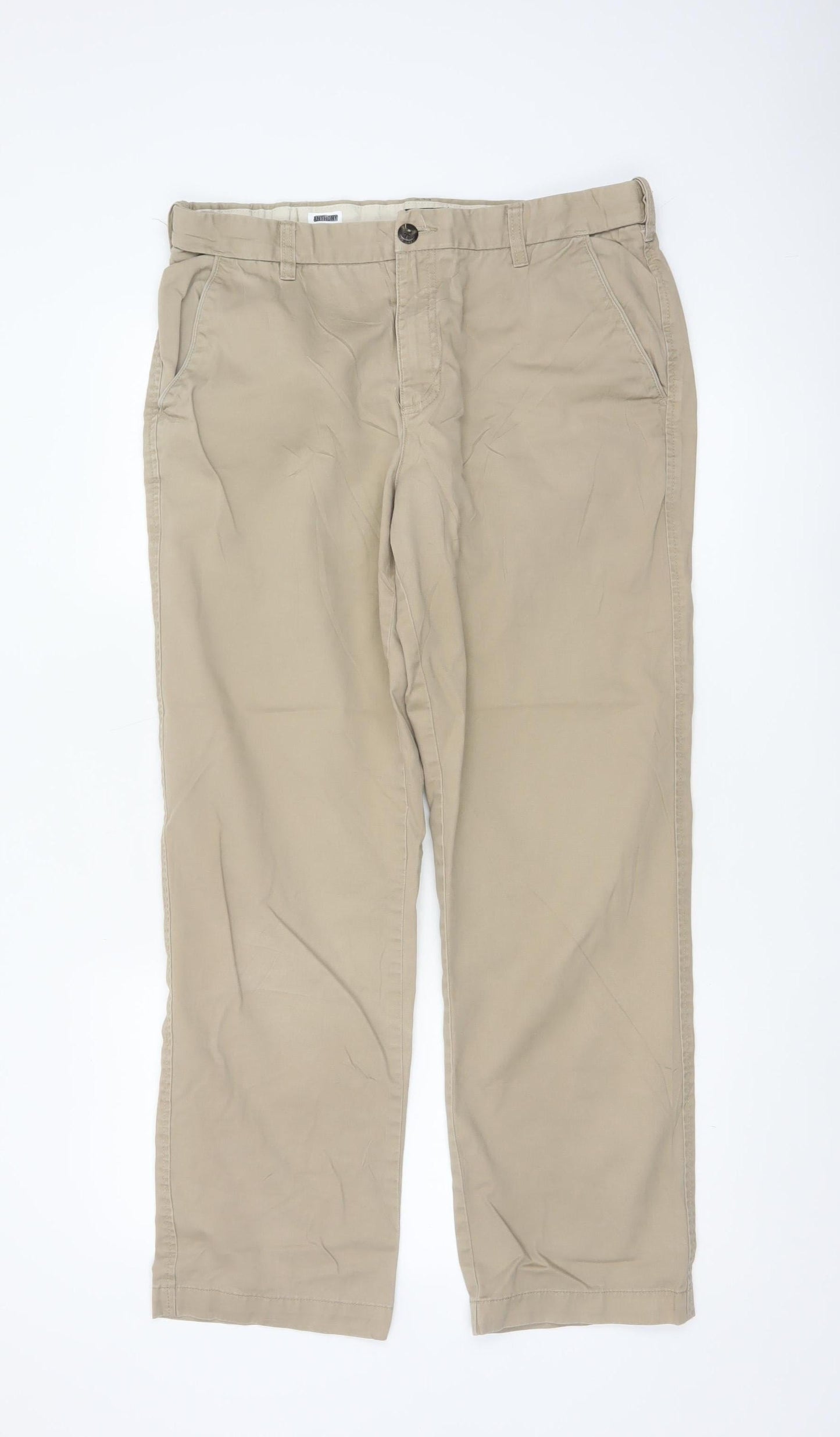 Lincoln Women Beige Chino Trousers Size 34R Cotton Straight Leg