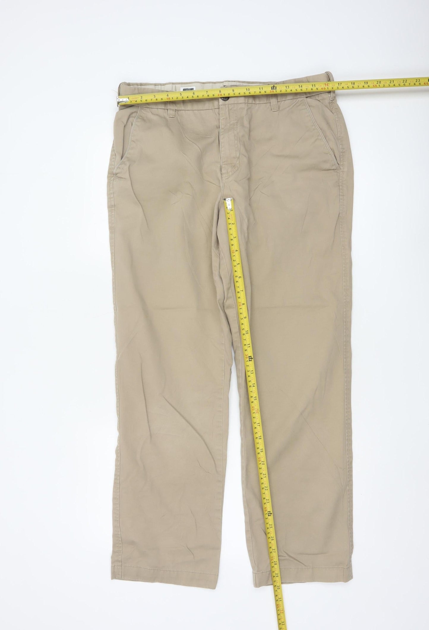 Lincoln Women Beige Chino Trousers Size 34R Cotton Straight Leg