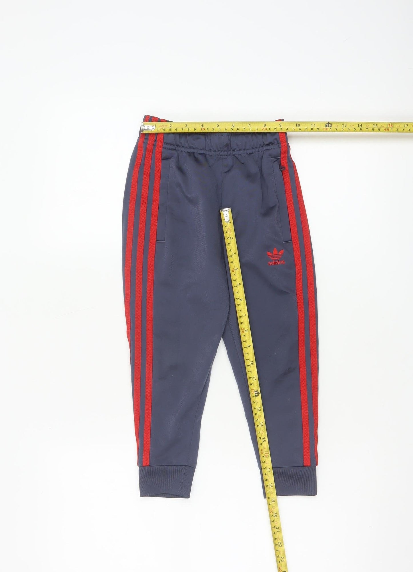 Adidas Boys Blue Jogger Trousers 4-5 Years Elastic Waist 3-Stripes