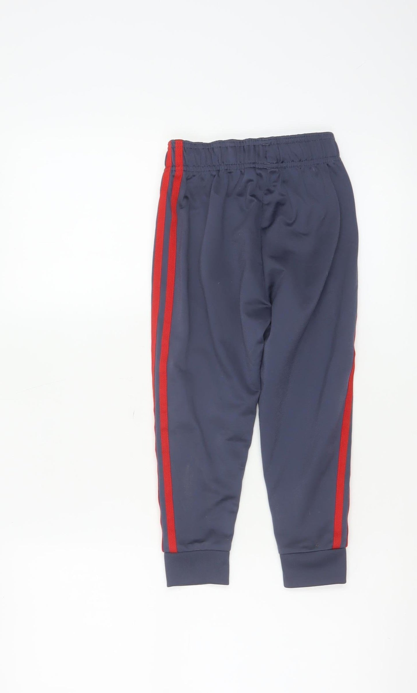 Adidas Boys Blue Jogger Trousers 4-5 Years Elastic Waist 3-Stripes