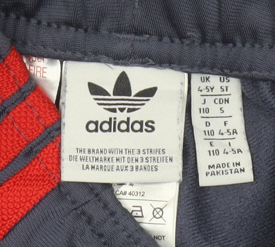 Adidas Boys Blue Jogger Trousers 4-5 Years Elastic Waist 3-Stripes