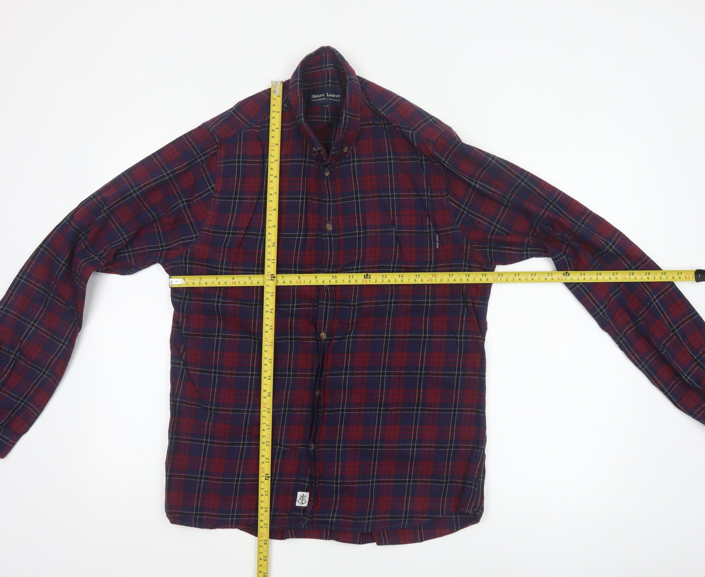 Shore Leave Men's Red Plaid Button-Up Cotton Flannel Shirt M