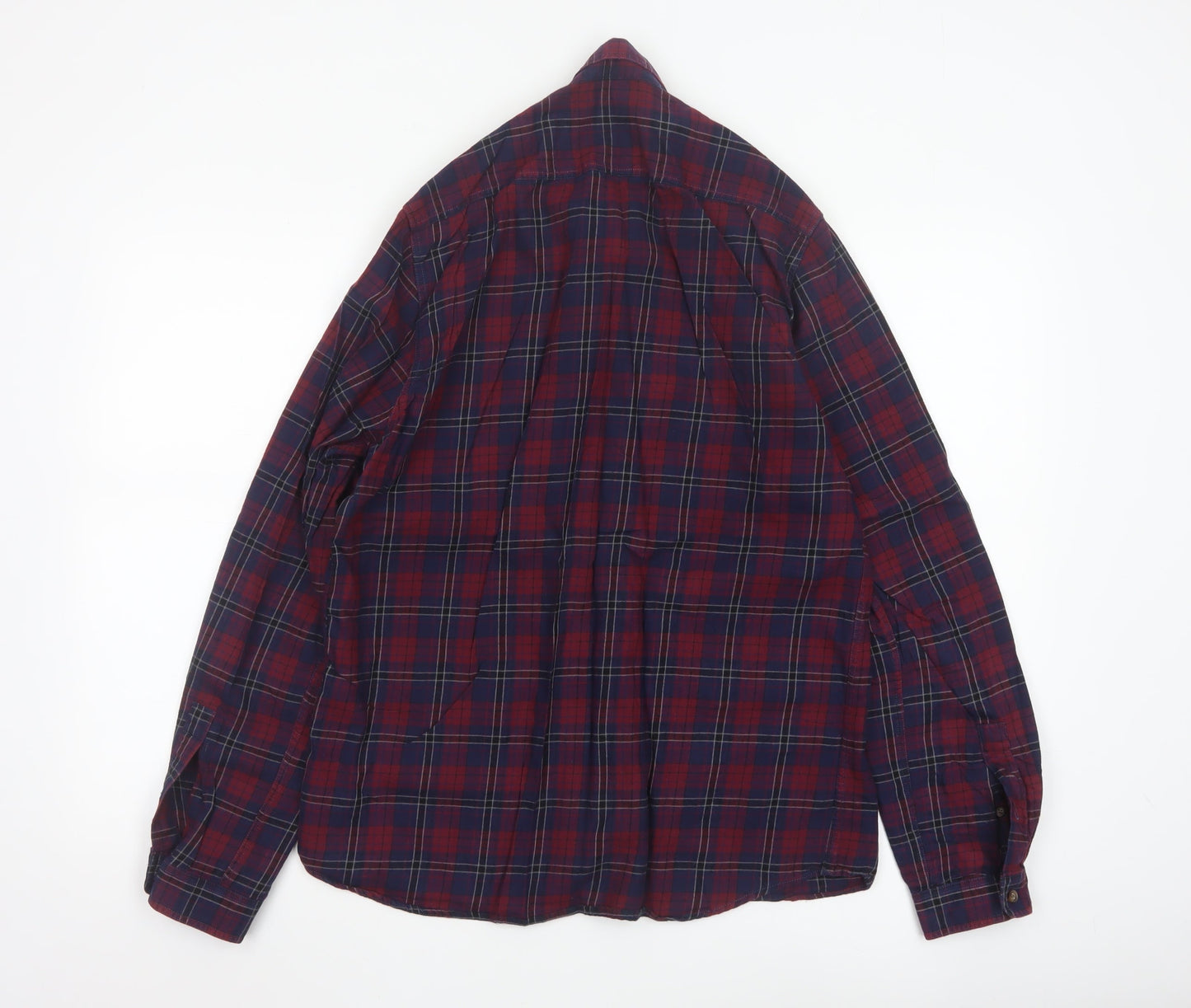 Shore Leave Men's Red Plaid Button-Up Cotton Flannel Shirt M